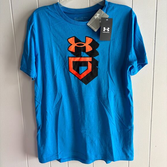 UNDER ARMOUR Youth XL Boy's Baseball Gradient Graphic Blue Loose Fit T Shirt #F - Picture 1 of 3